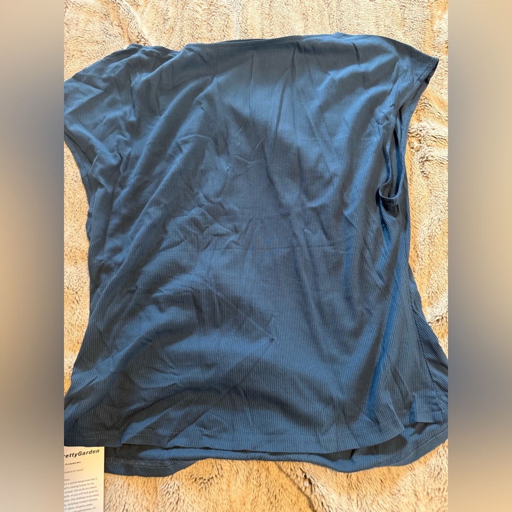Simple Ribbed Tee in Teal Blue - Picture 3 of 4